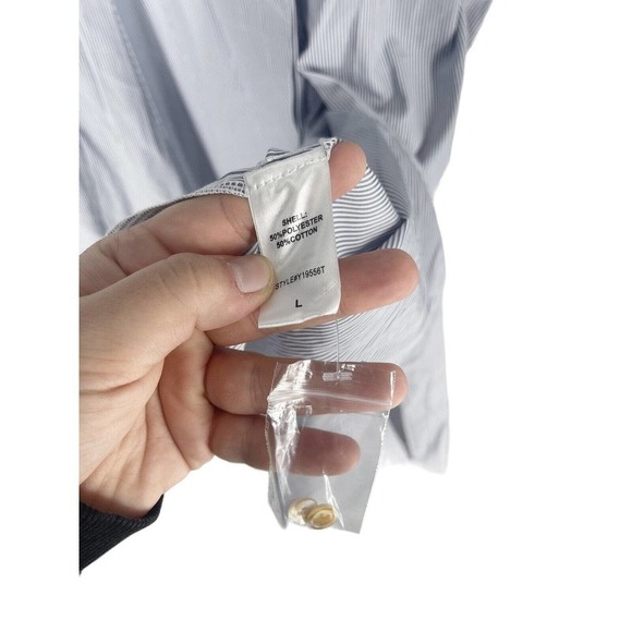 POMANDER Place Tuckerneck Blue White Stripe Preppy Midi Dress Collared Womens L - Picture 5 of 6